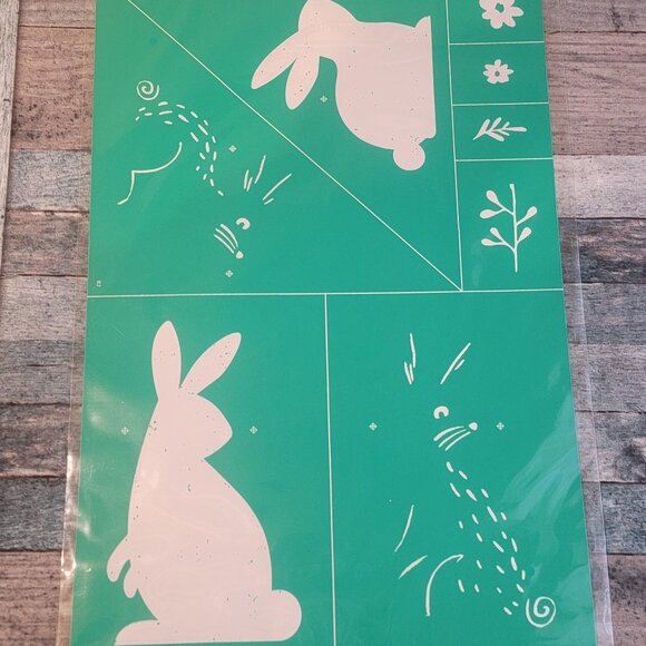 Bunny Duo ~ Reuseable silk screen stencil 12 x 18 - Picture 1 of 2